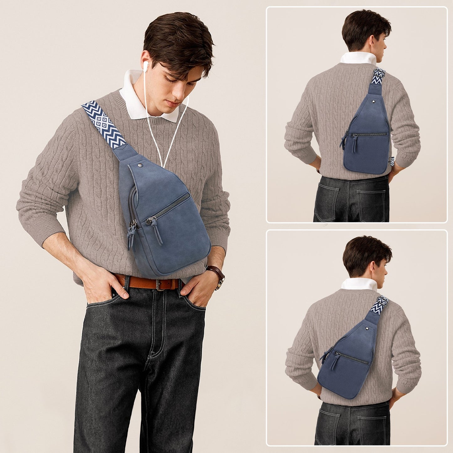 Myhozee Small Sling Bag for Women, Vegan Leather Fanny Pack Crossbody Bags for Women, Chest Bag With Guitar Strap