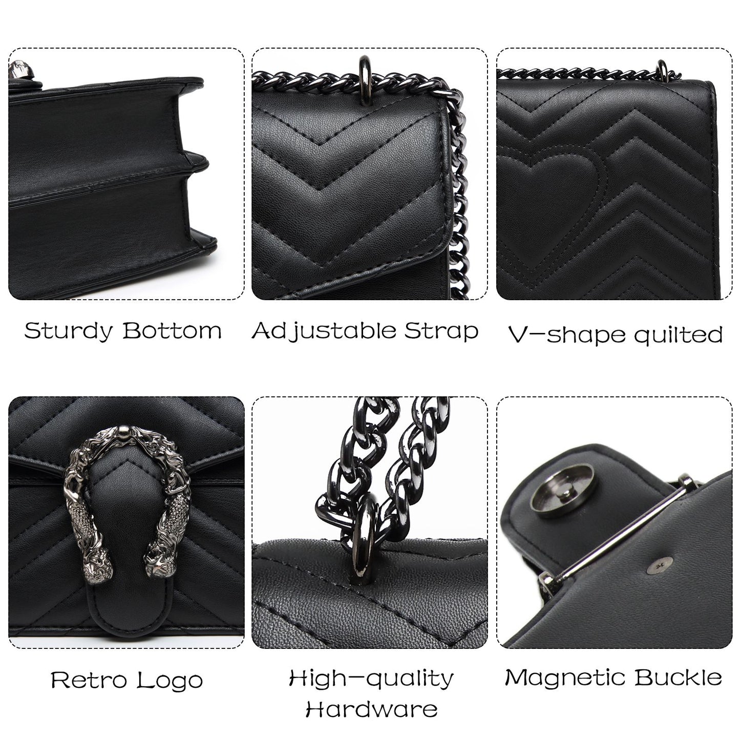Myhozee Chain Shoulder Bags Evening Clutchs Quilted Handbags