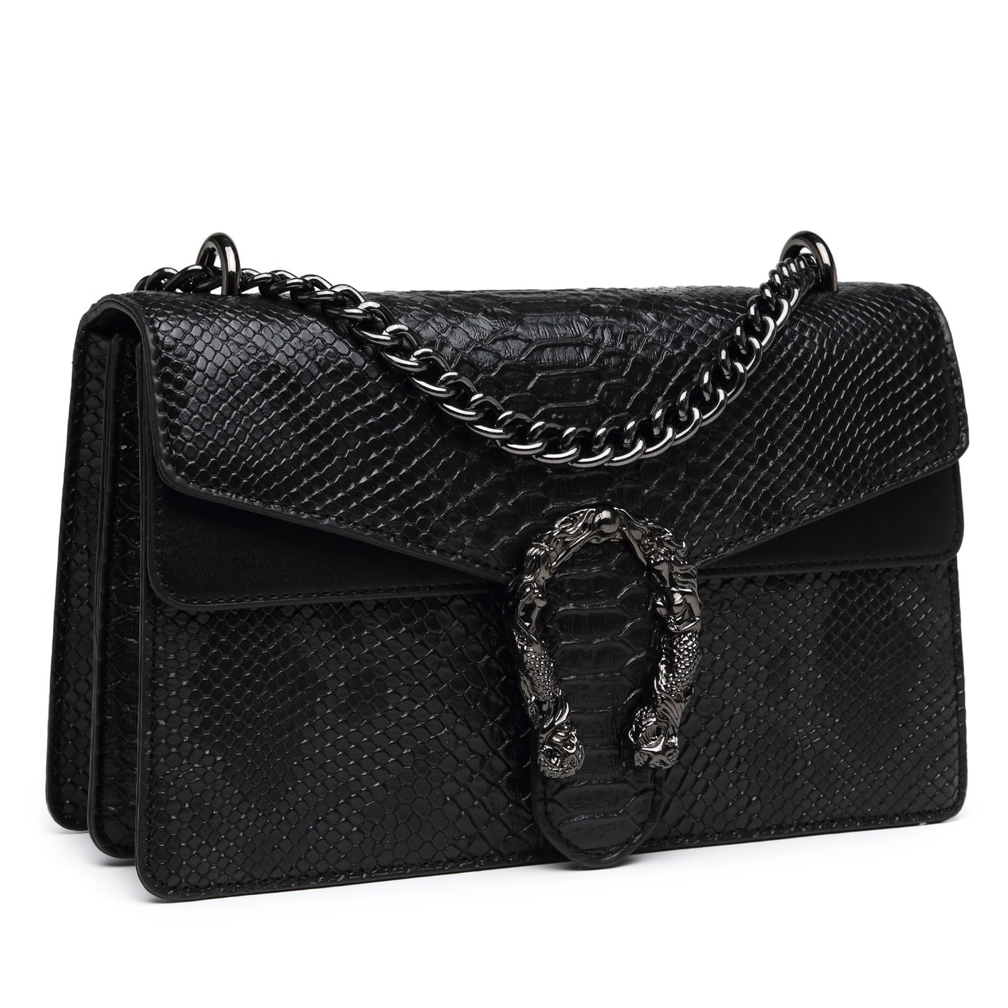 Myhozee Chain Shoulder Bags Evening Handbags Snake Printed Leather Clutch Purses