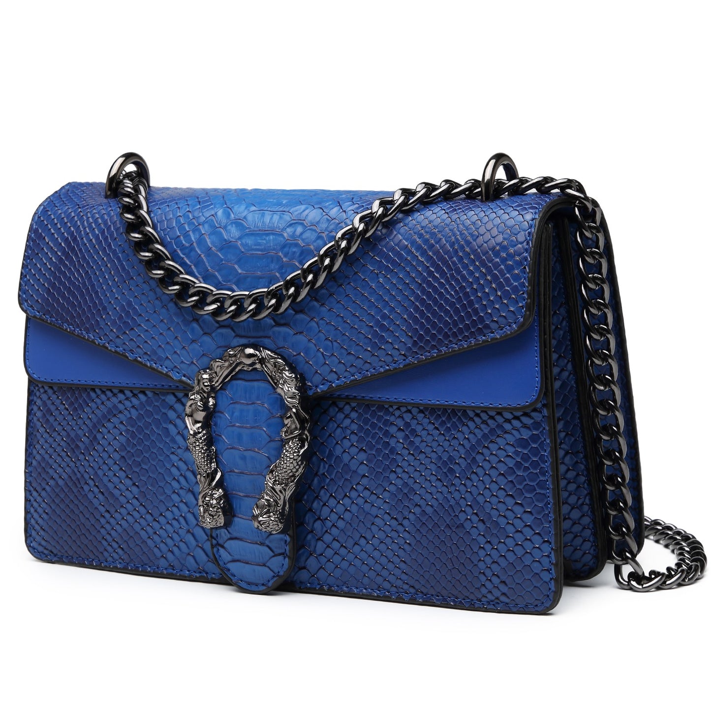 Myhozee Chain Shoulder Bags Evening Handbags Snake Printed Leather Clutch Purses