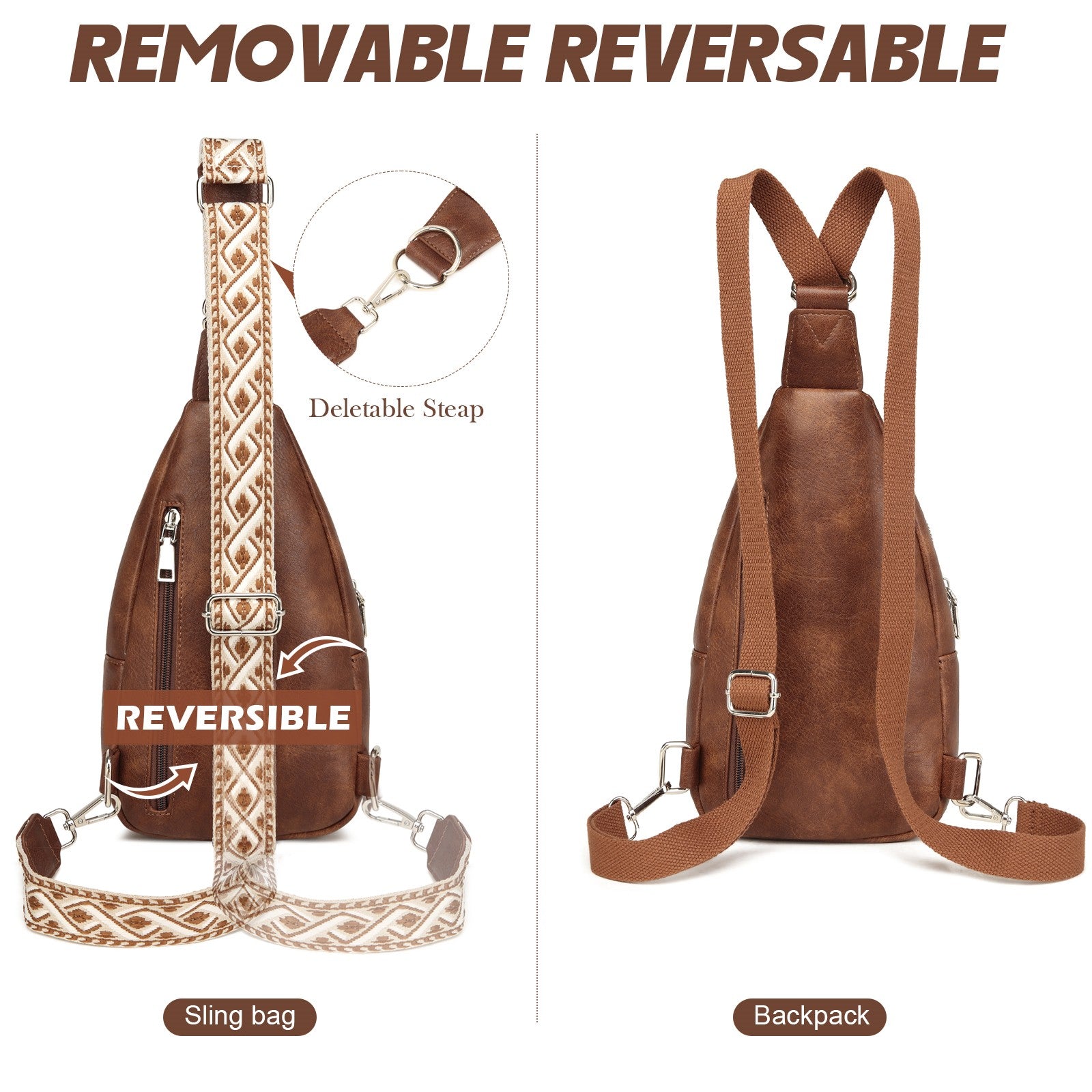 cross shoulder backpack leather Sling Bag Crossbody Backpack Purse