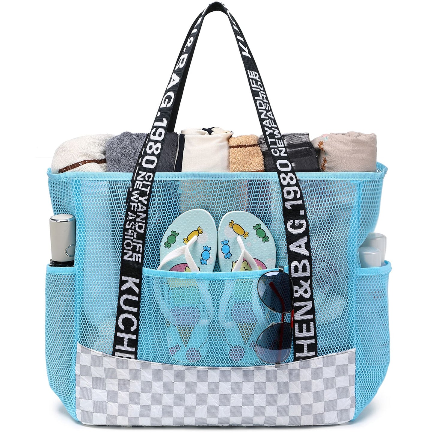 Foldable Extra Large Mesh Summer Beach Tote Bag