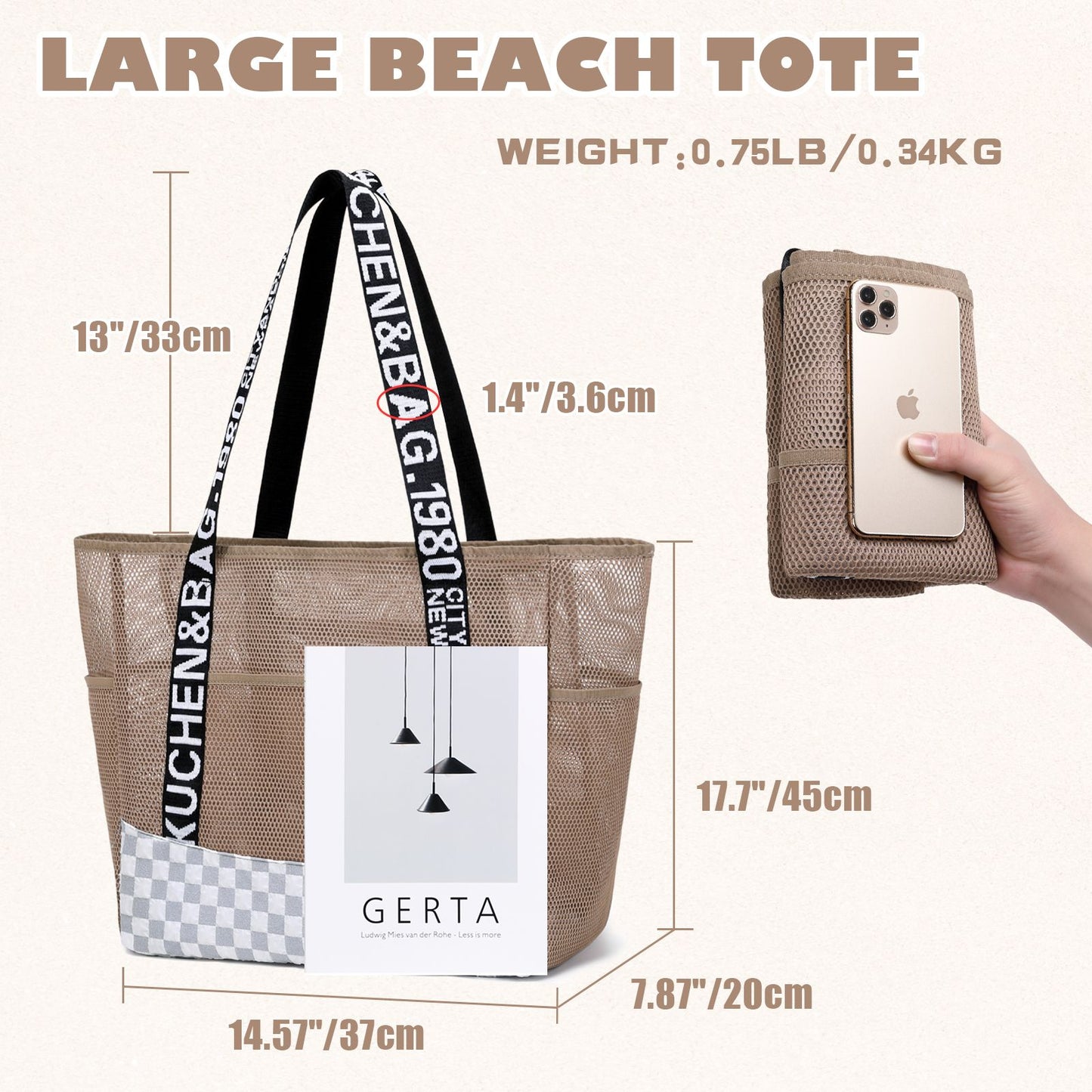 Foldable Extra Large Mesh Summer Beach Tote Bag