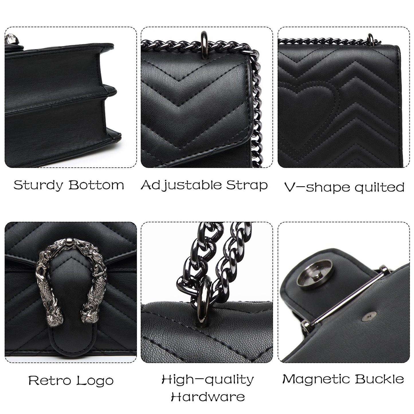 Myhozee Chain Shoulder Bags Evening Clutchs Quilted Handbags