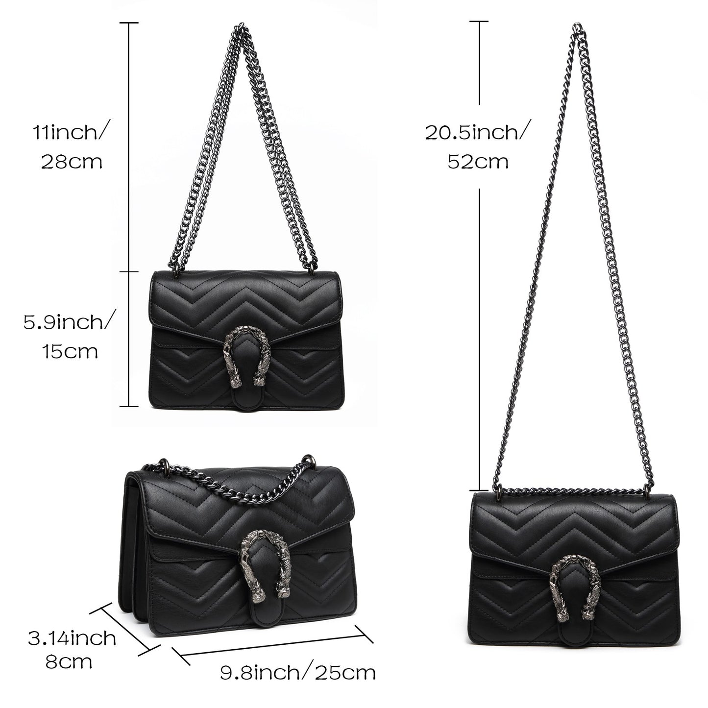 Myhozee Chain Shoulder Bags Evening Clutchs Quilted Handbags