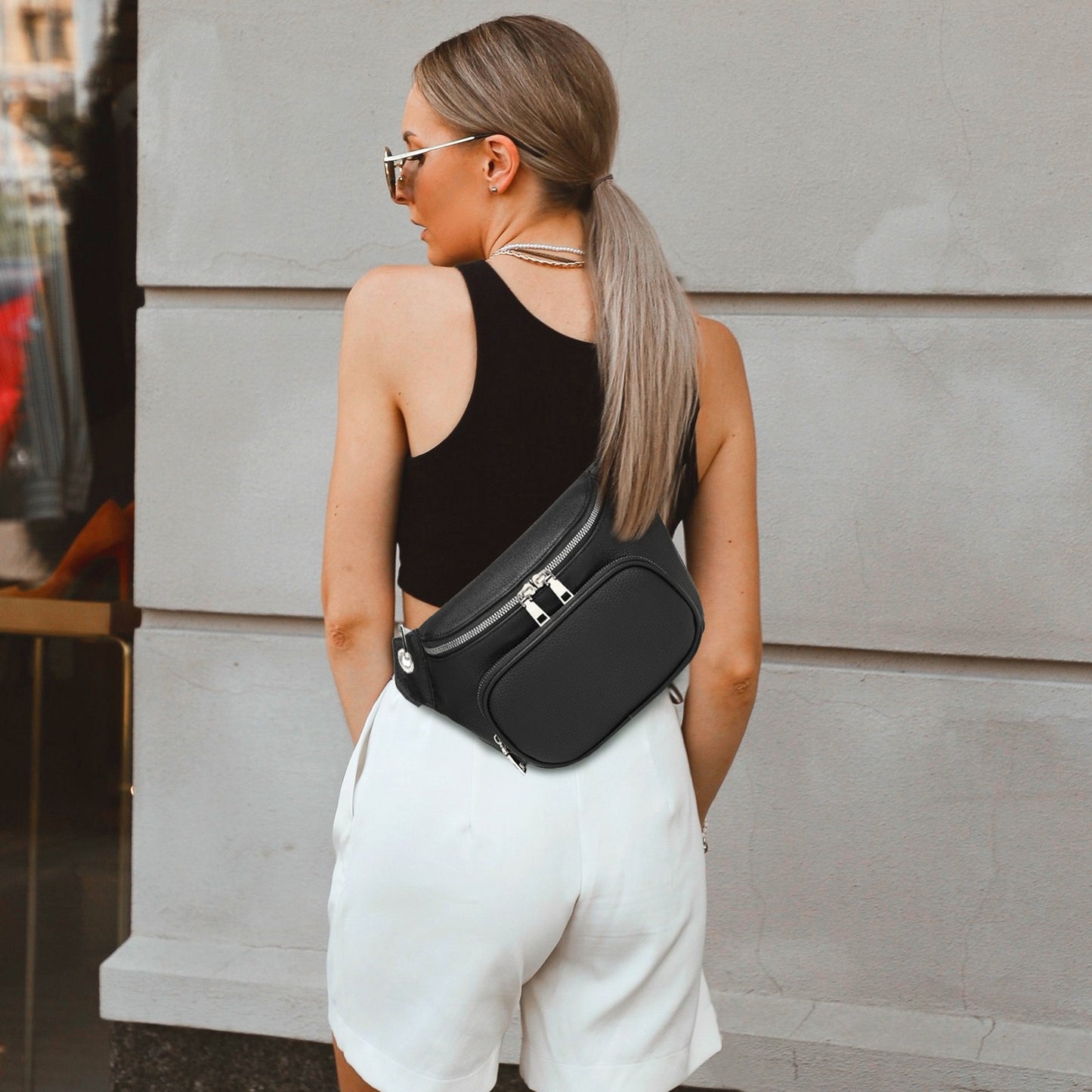 Stylish Fanny Pack and Waist Belt Purse with Sling Shoulder Design