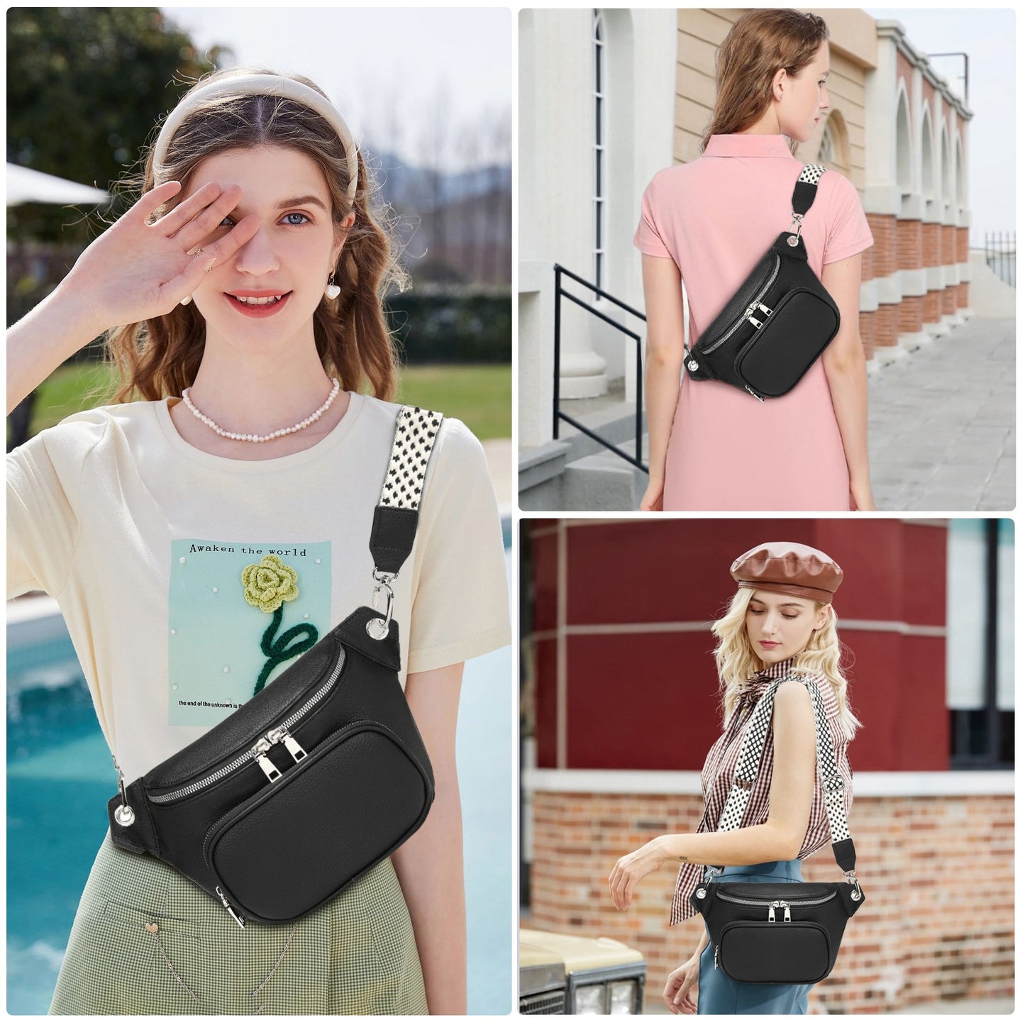 Stylish Fanny Pack and Waist Belt Purse with Sling Shoulder Design