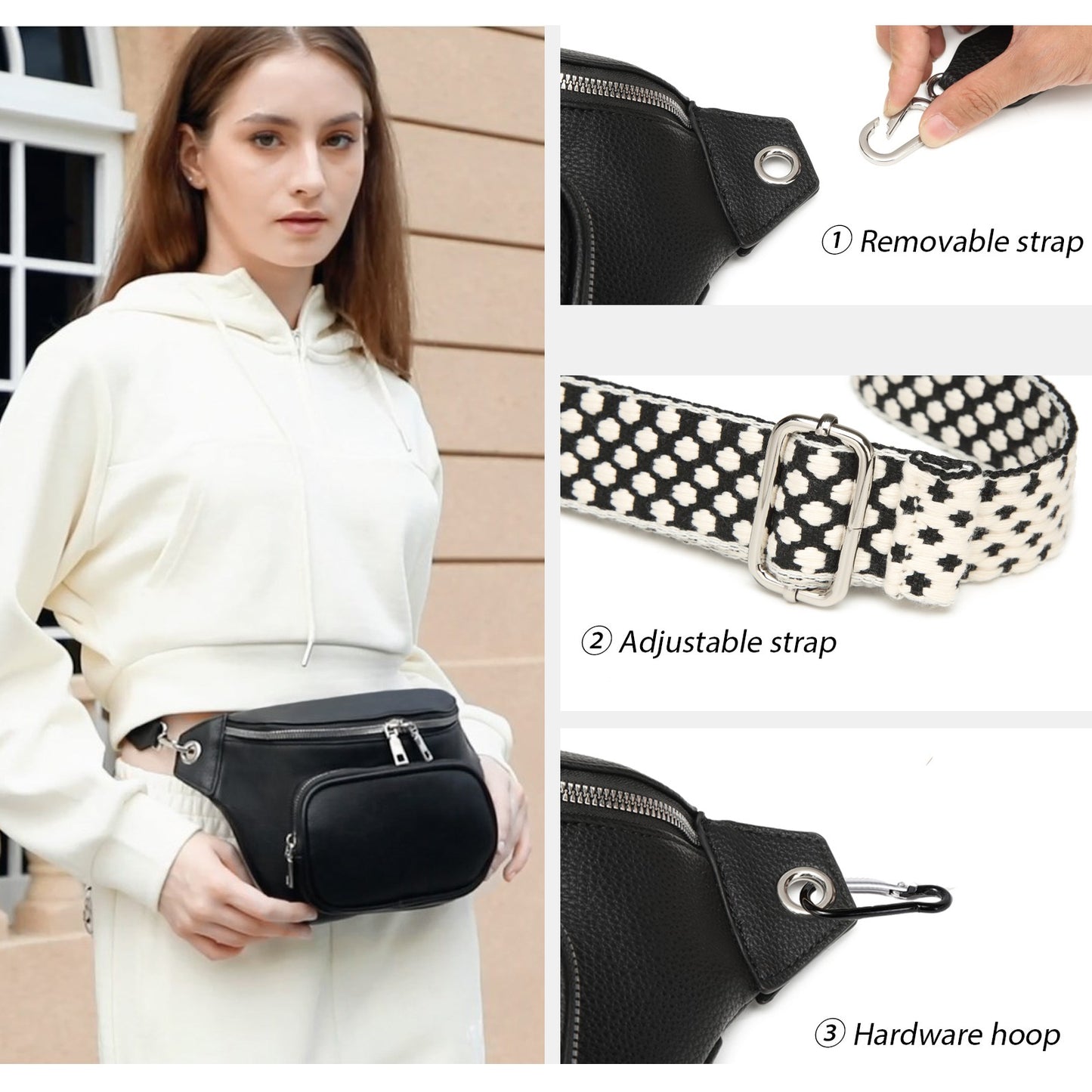 Stylish Fanny Pack and Waist Belt Purse with Sling Shoulder Design