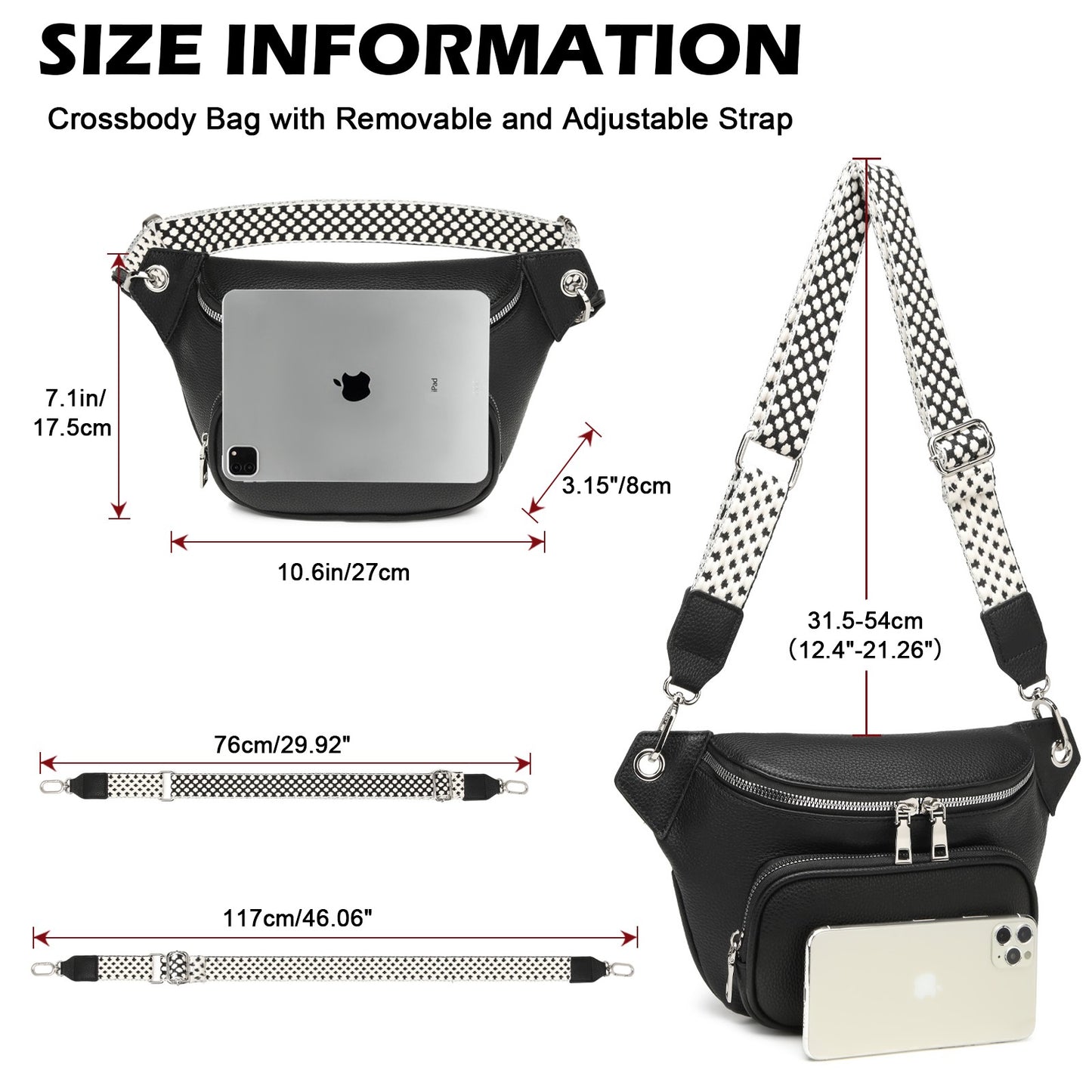 Stylish Fanny Pack and Waist Belt Purse with Sling Shoulder Design