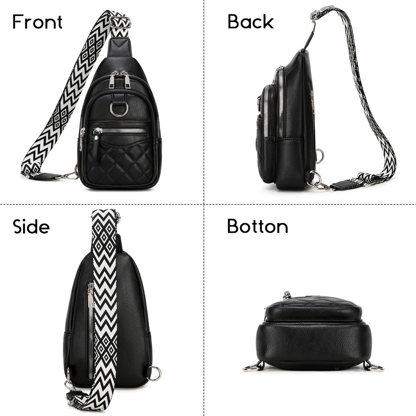 Myhozee Sling Bag For Women Fanny Pack Crossbody Travel Shoulder Belt Bags Tote Purse Faux Leather